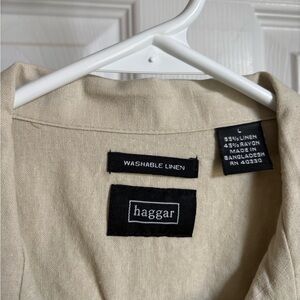 Haggar  Washable Linen short sleeve shirt in Beige